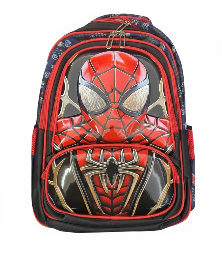 Spider-Man "Noir Shield" 3D Armor Kids Backpack – Heavy Duty Stealth Edition